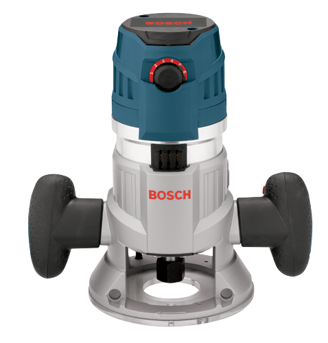BOSCH router with adjustment dial, and "BOSCH" in red.