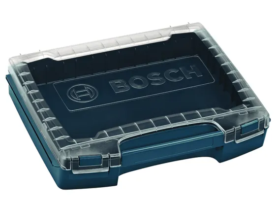 Bosch toolbox with a clear lid and "BOSCH" embossed.
