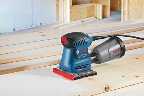 Bosch GSS20-40 sander with Microfilter System on a wooden surface.
