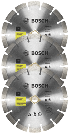 3 pc. 7 In. Segmented Rim Diamond Blades for Universal Rough Cuts