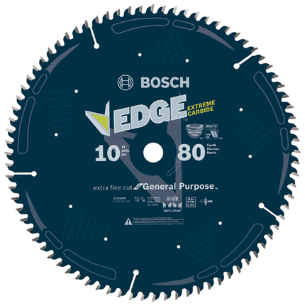 10 In. 80 Tooth Edge Circular Saw Blade for Extra-Fine Finish