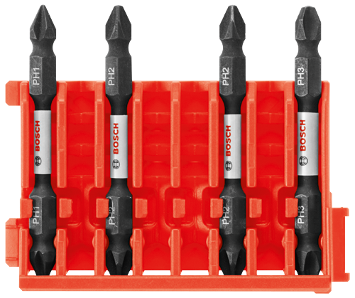 4 pc. Impact Tough™ Phillips® 2.5 In. Double-Ended Bits with Clip for Custom Case System