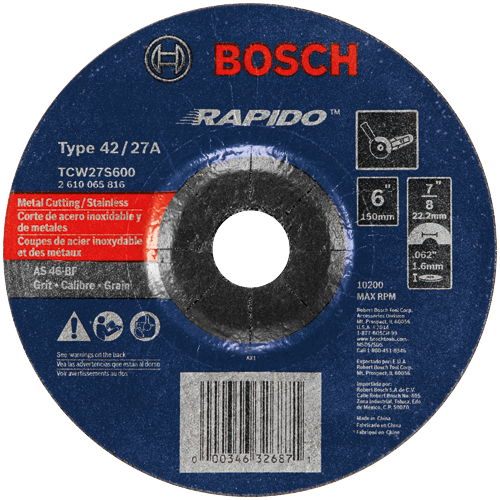 Bosch RAPIDO Type 42/27A metal cutting disc TCW275600, with 6 in/150mm diameter.