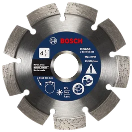 Bosch 4 1/2" cutting blade DD450 with Max RPM 13,300/min; for metal, great for marble, granite, marine, mostly dry.
