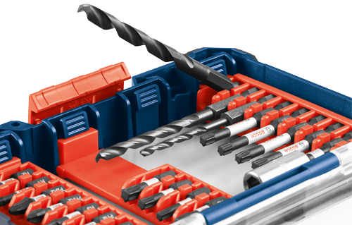Bosch drill bit and screwdriver bit set, with "BOSCH" text visible.