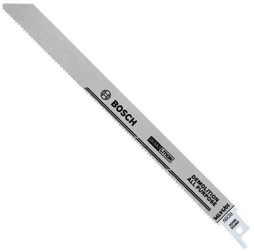 Bosch saw blade, with visible text "DEMOLITION ALL PURPOSE", "MX50B".