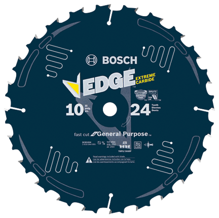 10 In. 24 Tooth Edge Circular Saw Blade for Fast Cuts