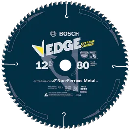 BOSCH EDGE 12" circular saw blade, extra-fine cut for Non-Ferrous Metal, PRO1280NFB, with 1 inch arbor, Max RPM 6,500.