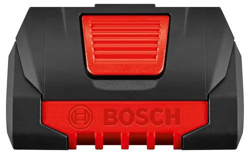 BOSCH black and red power tool battery.