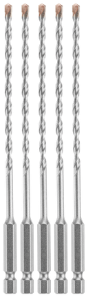 5 pc. 3/16 In. X 6 In. Hex Shank Hammer Drill Masonry Bits