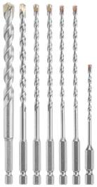 Bosch drill bits with spiral flutes and angled tips.