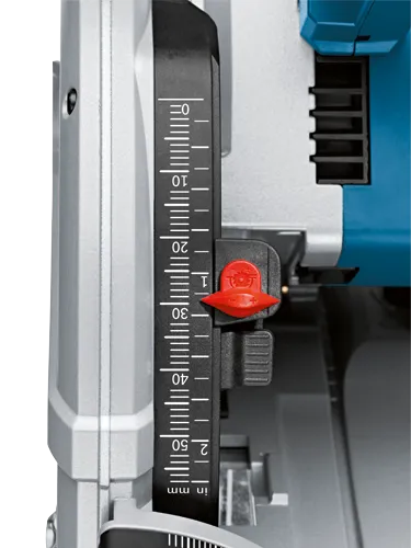 in mm scale from 0 to 50 with an red adjustment lever