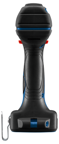 Bosch black and blue power tool with red and silver details.