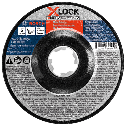 5 In. x 1/4 In. X-LOCK Arbor Type 27 30 Grit Metal Grinding Abrasive Wheel