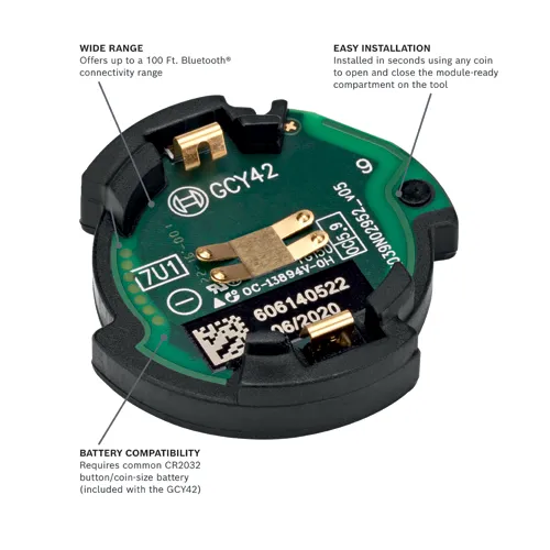 Bosch GCY42 with Wide Range Bluetooth connectivity, Easy Installation, and Battery Compatibility; model OC-13894V-OH, 606140522 06/2016.