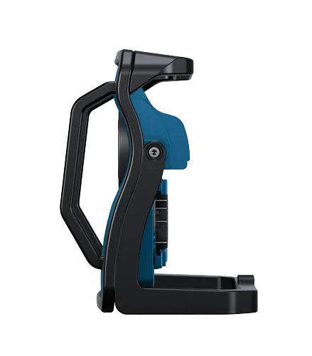 Black and blue tool with a handle and a base.