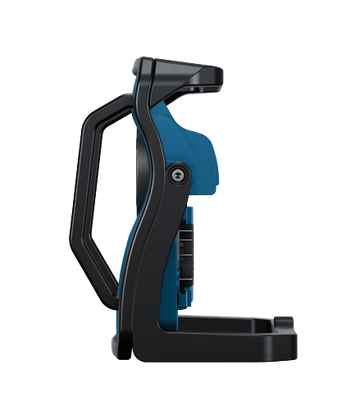 Black and blue tool with a handle and a base.