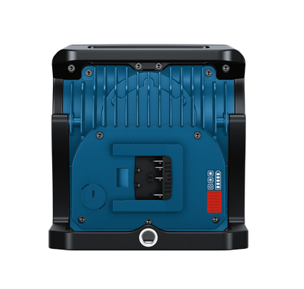 Bosch blue and black work light with battery level indicator.