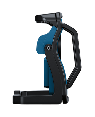 Black and blue support frame with handle.