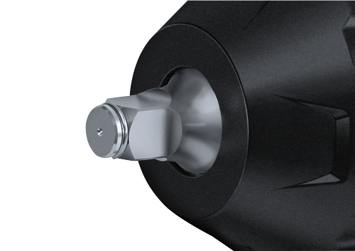 Hexagonal socket with silver-colored head and black body.