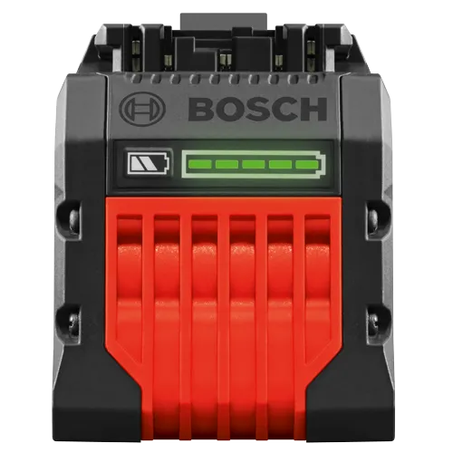 BOSCH battery with green charge level indicator.