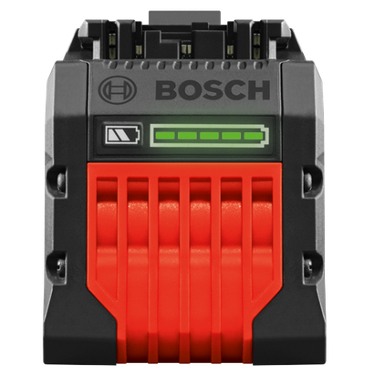 BOSCH battery with green charge level indicator.