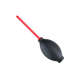 Black air blower with a red tip.