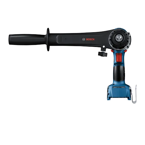 Bosch electric angle grinder, with black and blue color scheme.