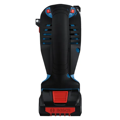 Bosch tool with red and blue accents and "BOSCH" visible.
