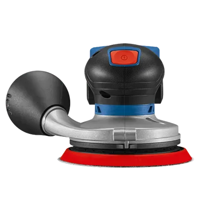 Bosch sander with black and red features and a blue base