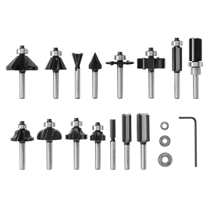 15 pc. Carbide-Tipped Wood Router Bit Set