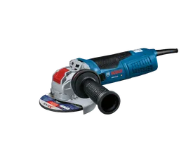 Bosch GWX13-60 angle grinder, with a black and red handle, and a blue body.