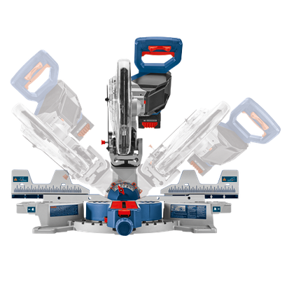 Bosch power saw with several positions displayed.