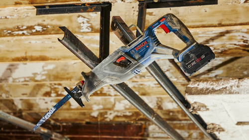 Bosch GSA18V-110 HD reciprocating saw with EDGE blade.