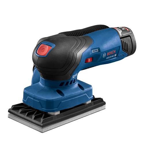 Bosch GSS12V-40 HD sander with "6" and a red button.
