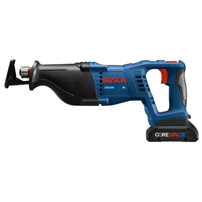 Bosch CRS180 HD reciprocating saw with CORE18V 4 Ah battery.