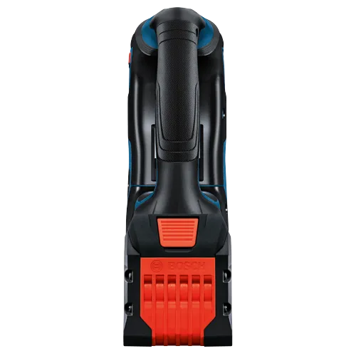Bosch power tool, black and blue, with orange accents and the logo 'BOSCH'.