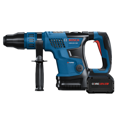 Bosch GBH18V-36C hammer drill, with CORE18V 12Ah battery.