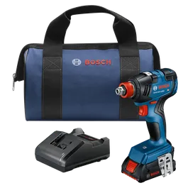 Bosch GDX18V-1800 HD impact driver kit, a carrying bag and charger.