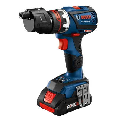 Bosch GSR18V-535FC cordless drill, with "CORE18" battery.