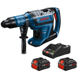 Bosch GBH18V-45C HD BITURBO BRUSHLESS hammer drill with two CORE 18V 8Ah batteries and a charger.