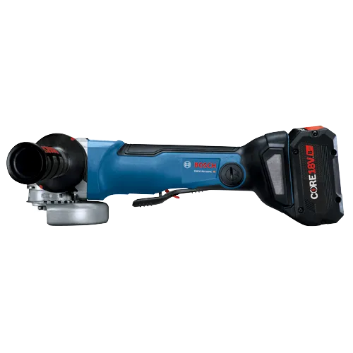 Bosch GWX18V-50PC HD angle grinder with CORE18V 8 Ah battery.