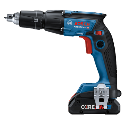 Bosch GTB18V-45 HD brushless drill, with CORE18V 4 Ah battery.
