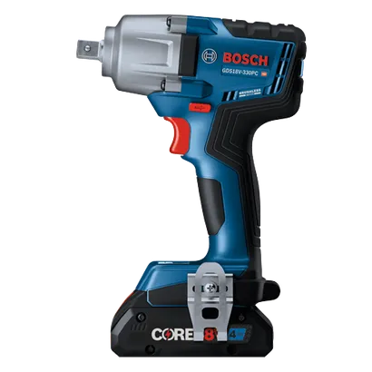 Bosch GDS18V-330PC PRO cordless impact wrench, with BRUSHLESS MOTOR, CORE 8V 4Ah battery.