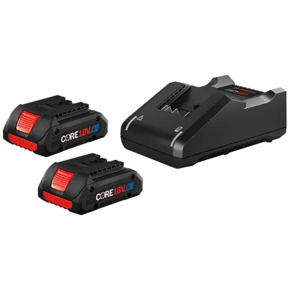 CORE18V 4Ah battery and charger by Bosch.