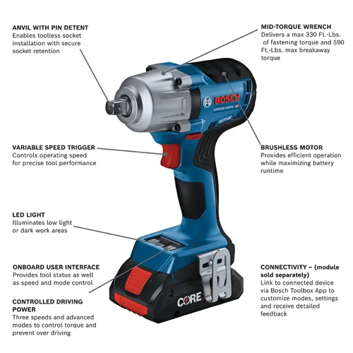 Cordless Impact Impact Wrench Size For Tires WORKPRO 1/2