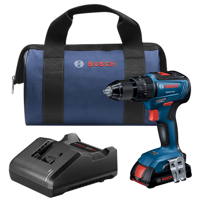 Bosch GSB18V-490 brushless drill and bag with charger.