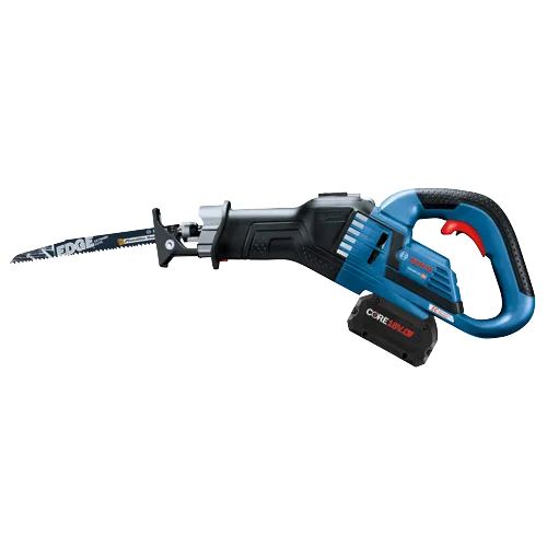 Bosch GSA18V-125 HD reciprocating saw with CORE 18V 8Ah battery, EDGE EXTREME CUTS blade, and EC brushless motor.