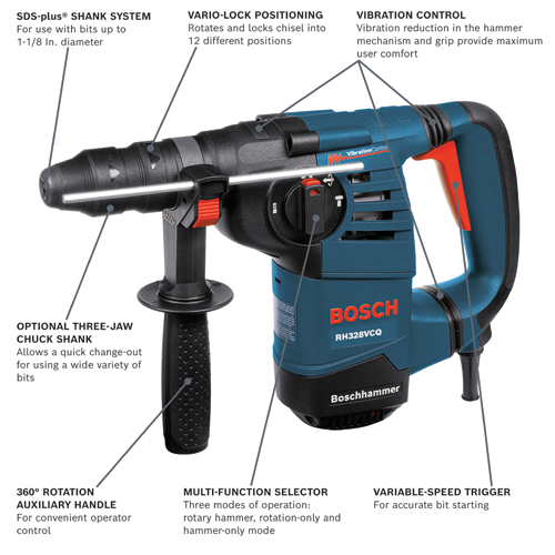 1600W SDS-Plus Rotary Hammer Drill – 4 Modes, Chipping Hammer – Corded 110V