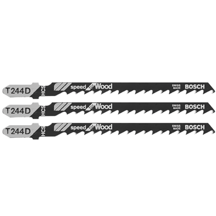 3 pc. 4 In. 6 TPI Speed for Wood T-Shank Jig Saw Blades